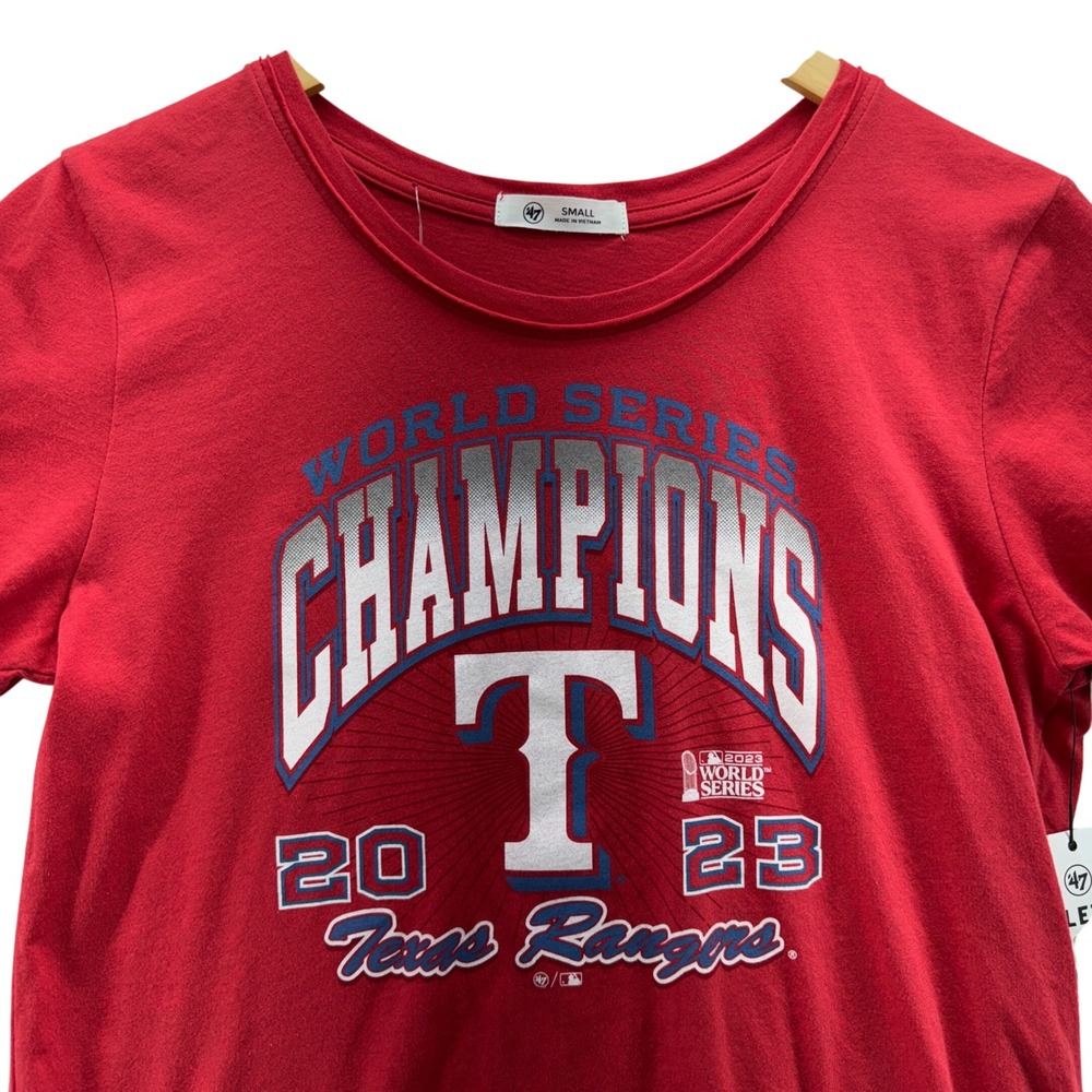 47 Brand Texas Rangers Womens Small MLB World Series Champions 2023 Graphic Tee